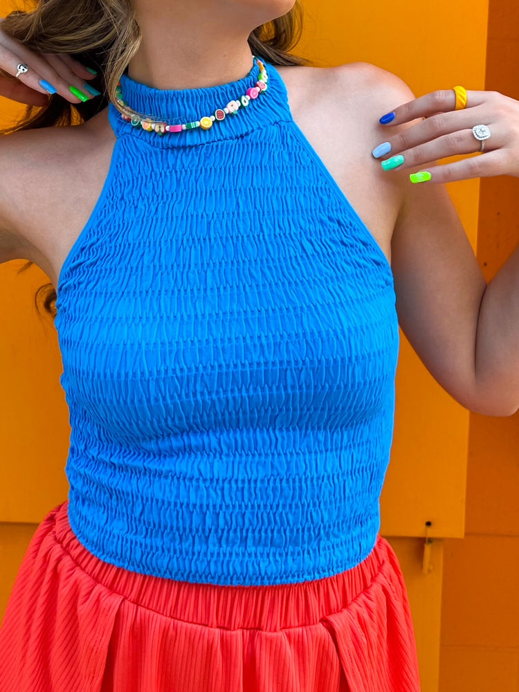 Blue Popcorn Crop Top (S-L)