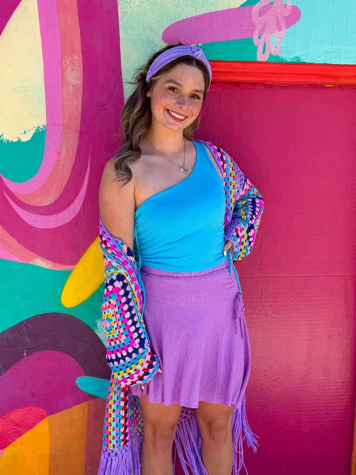 Summertime Fine Blue One Shoulder Top (S-L)