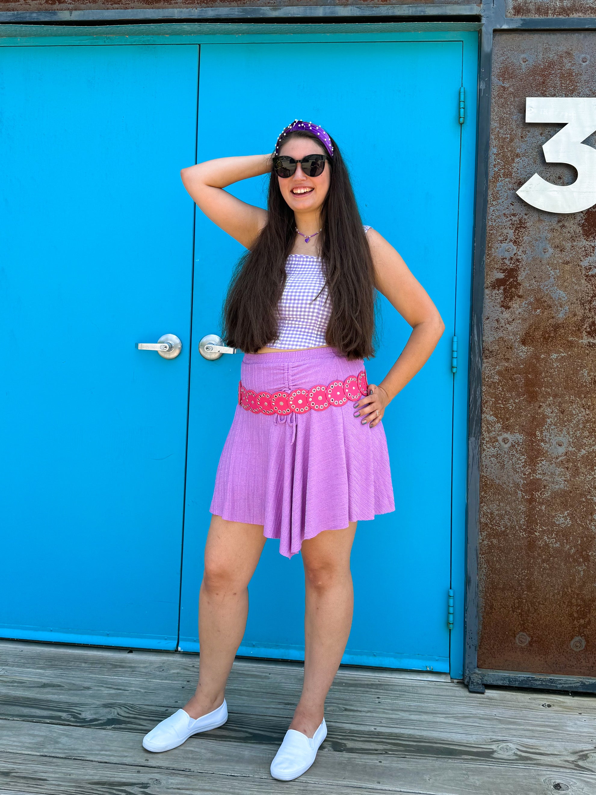 Happy Vibes Only Purple Skirt (S-2XL)