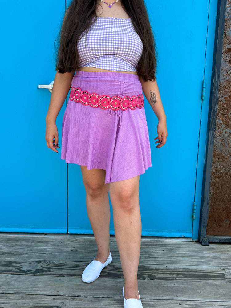 
            
                Load image into Gallery viewer, Happy Vibes Only Purple Skirt (S-2XL)
            
        