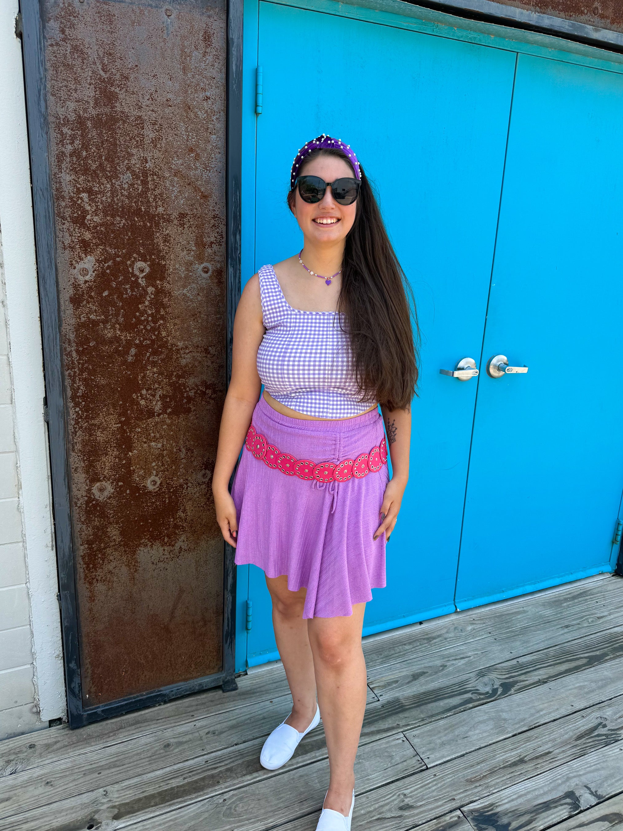 Lavender Plaid Bustier Top (S-XL)