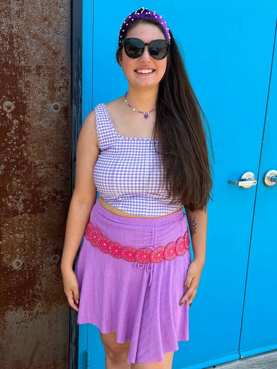 Lavender Plaid Bustier Top (S-XL)