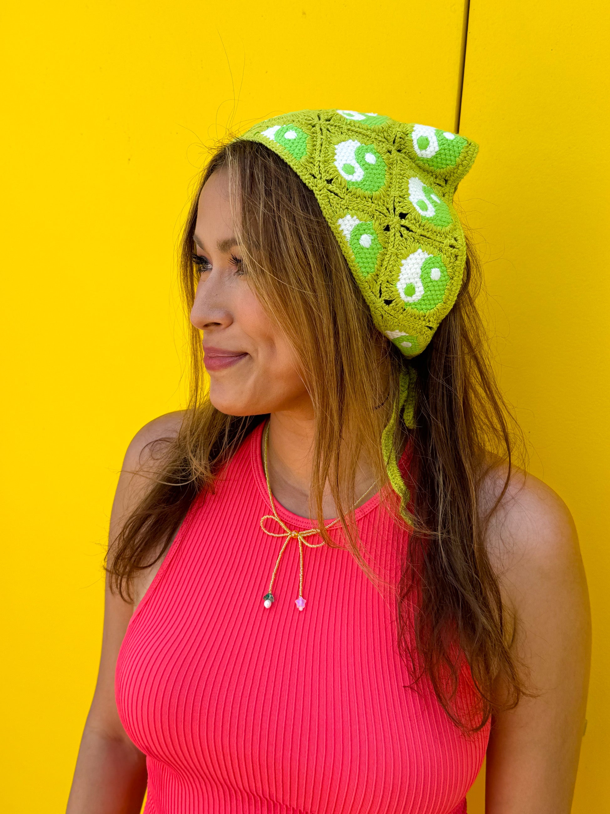 Green Star Crochet Hair Scarf