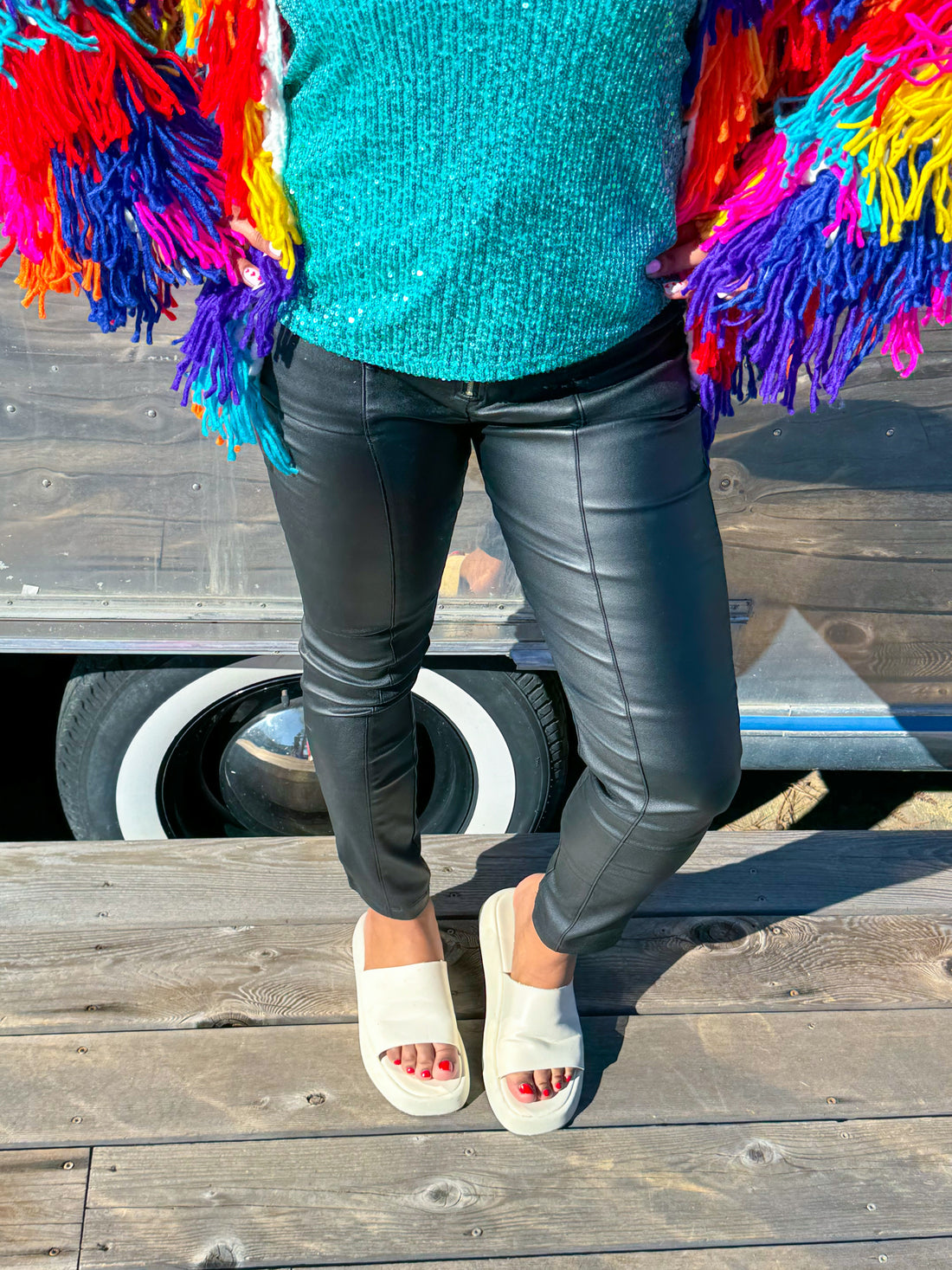 Black Licorice Faux Leather Pants (medium)