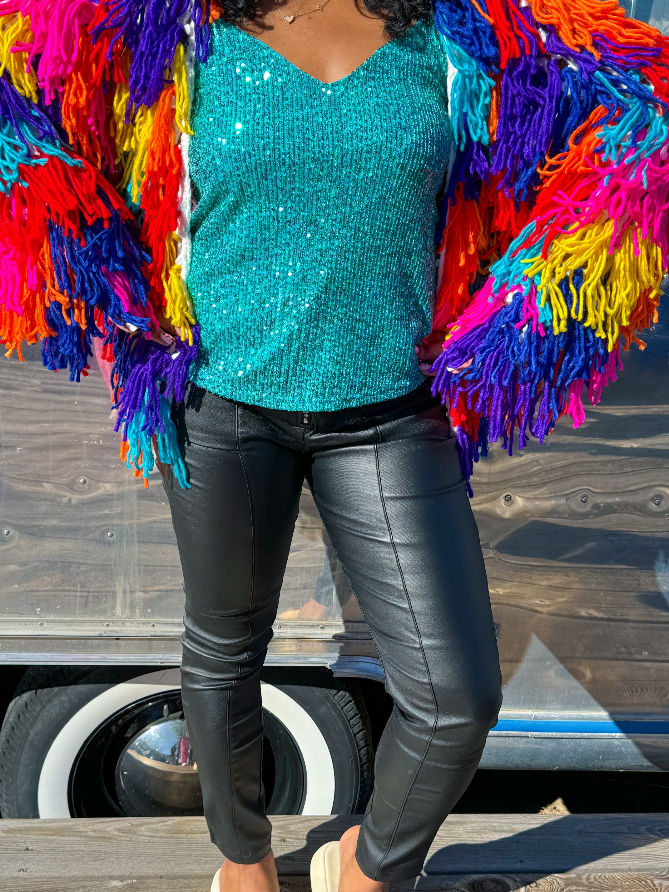 Black Licorice Faux Leather Pants (medium)