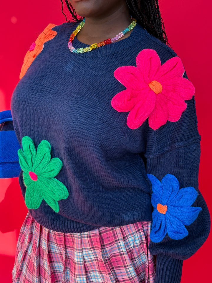 Navy Blooming Sweater (S-3XL)