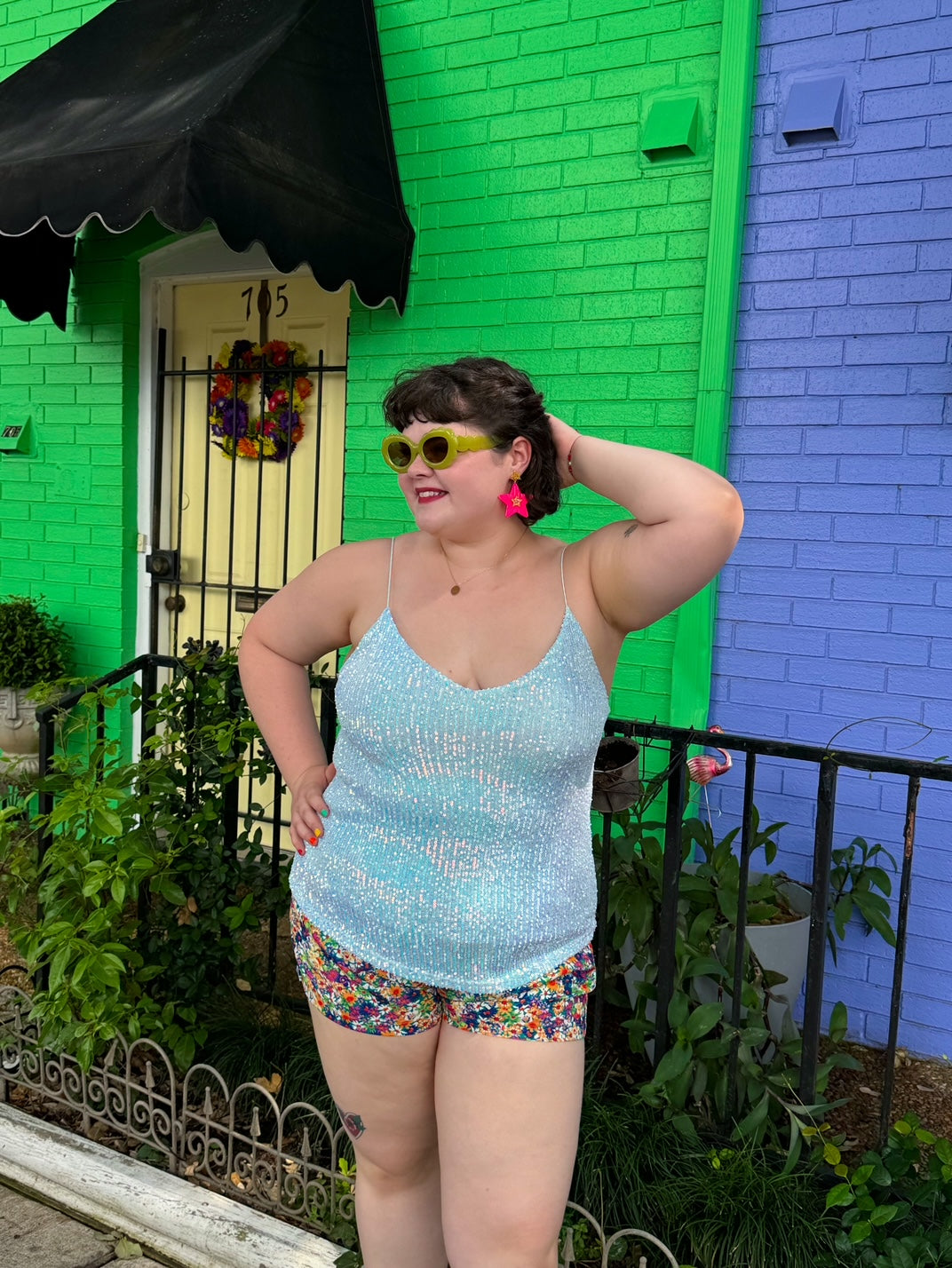 Shining for You Blue Tank (1X & 2X)