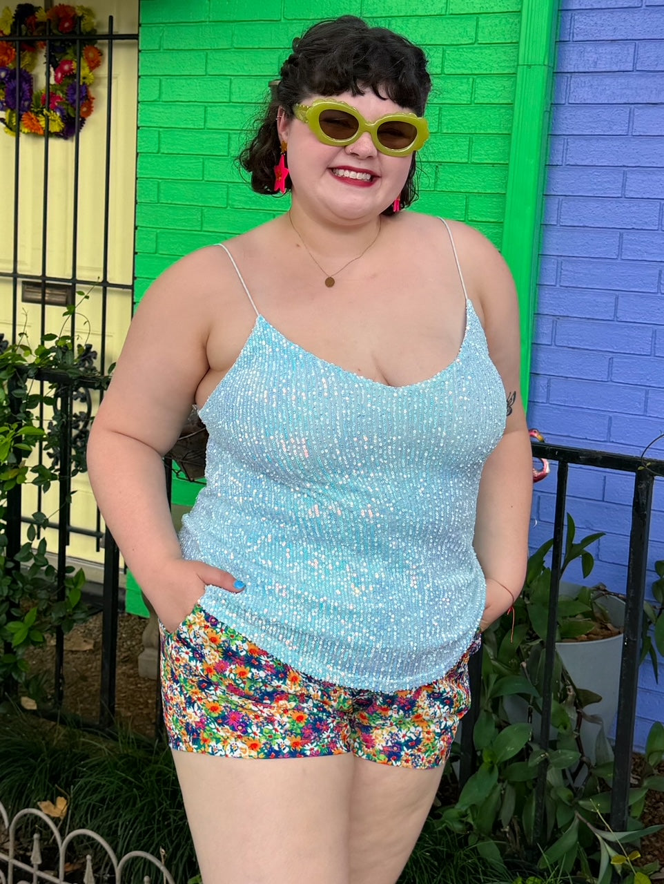 Shining for You Blue Tank (1X & 2X)