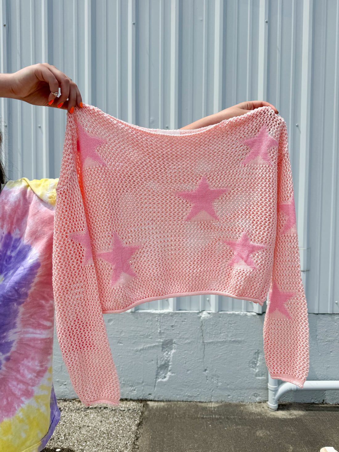 Pink Mesh Star Layering Top (S-3XL)