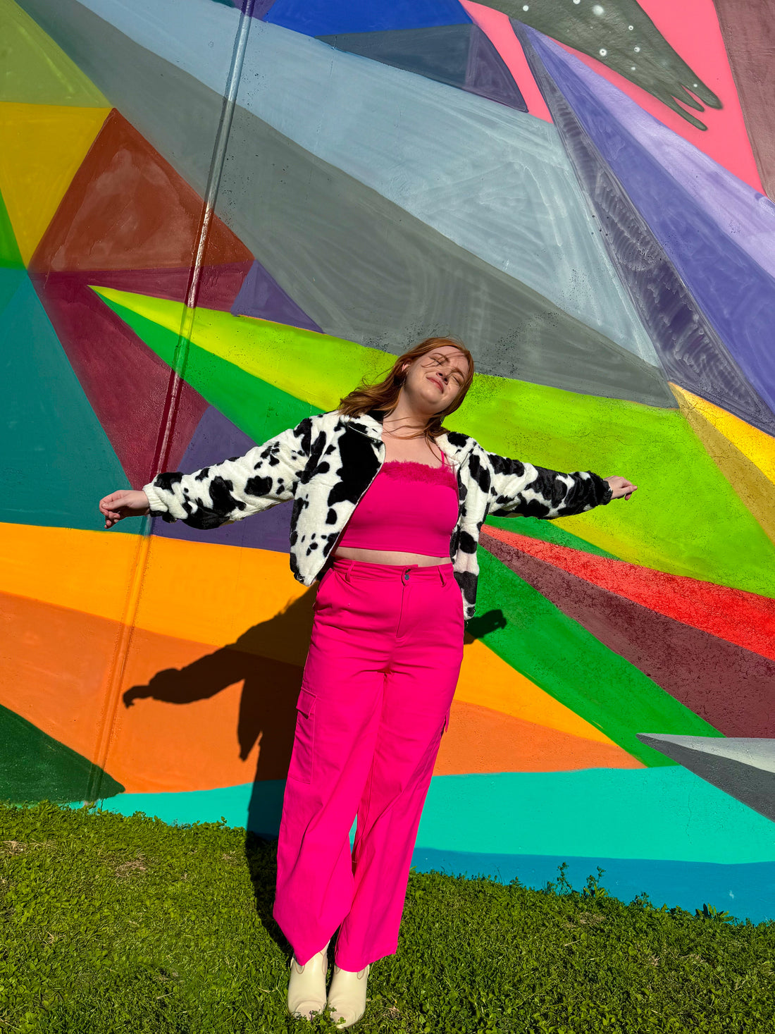 Cow Print Fuzzy Jacket (S-XL)