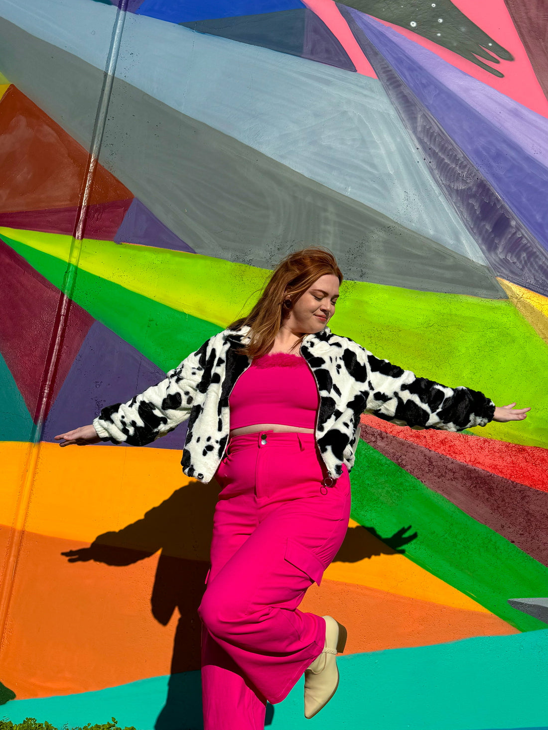 Cow Print Fuzzy Jacket (S-XL)