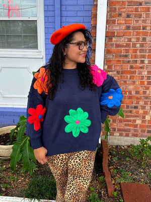 Navy Blooming Sweater (S-3XL)