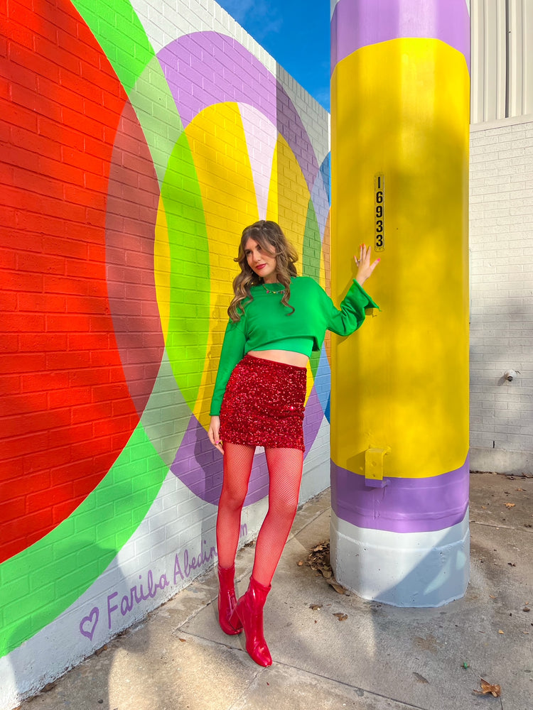 Holiday Red Sequin Skirt (S-3XL)