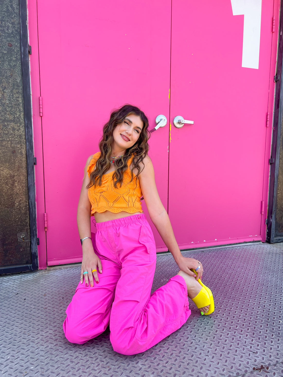 Be Seen Orange Crochet tank (Large)