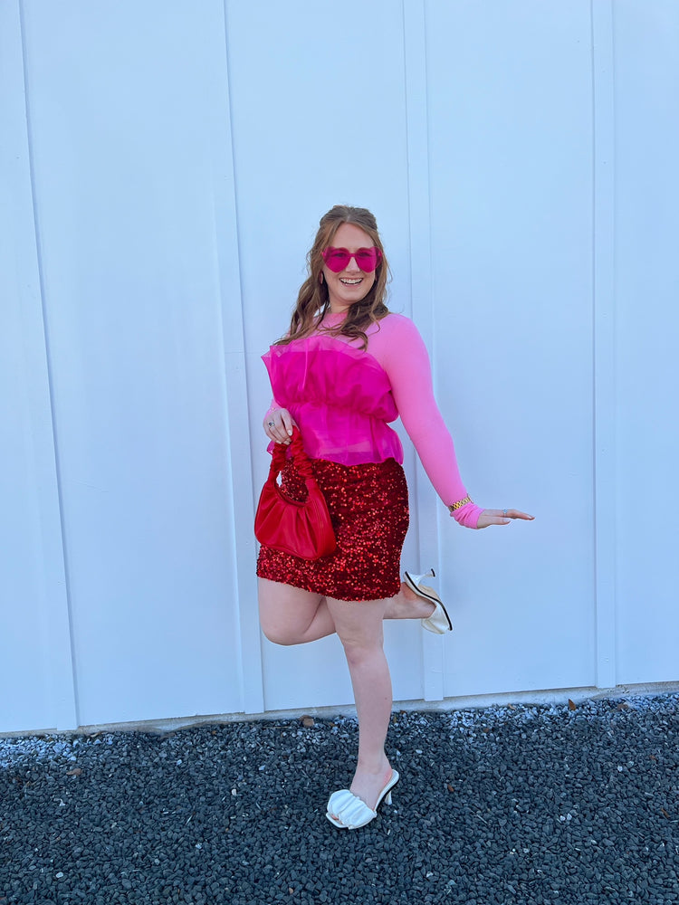 Holiday Red Sequin Skirt (S-3XL)