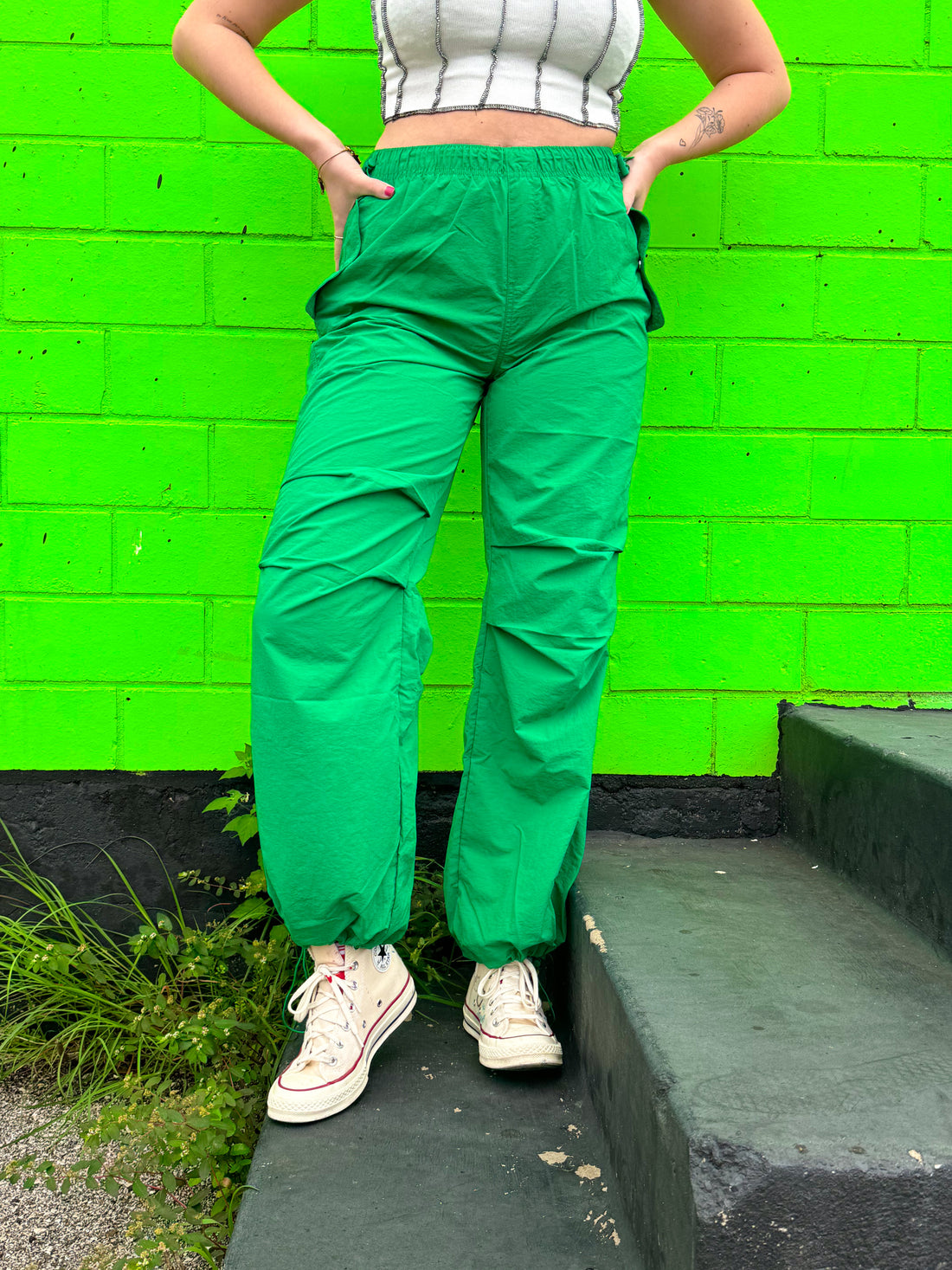 Green Parachute Pants (Large)