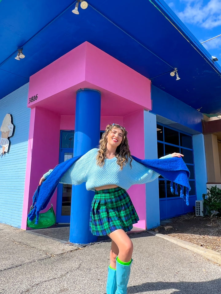 Ice Blue Cropped Sweater (Large, 2X, 3X)