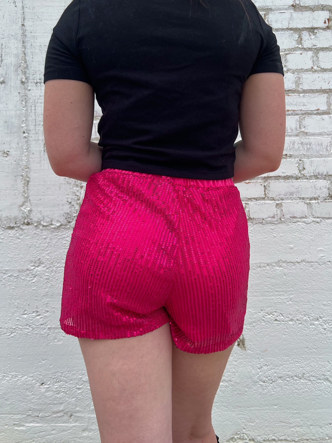 Pink Sequin Shorts (S-3X)