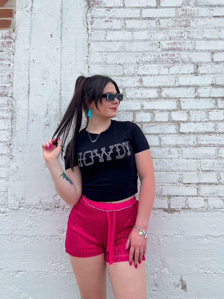 Pink Sequin Shorts (S-3X)