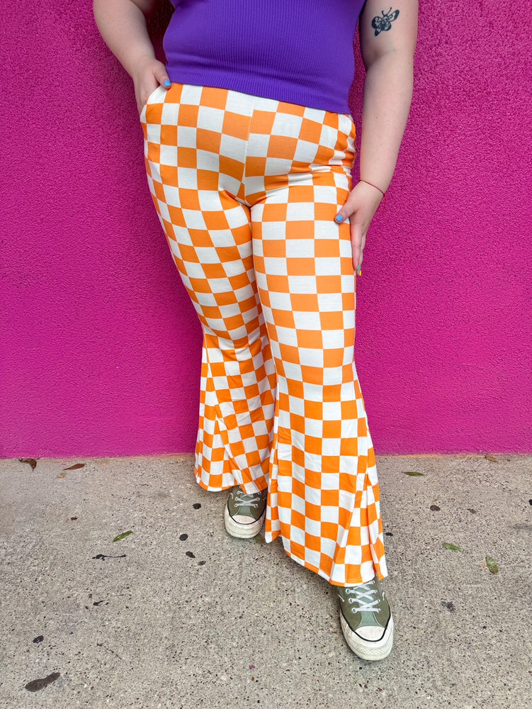 Not My Fault Orange Checkered Pants (S-3XL)RESTOCK