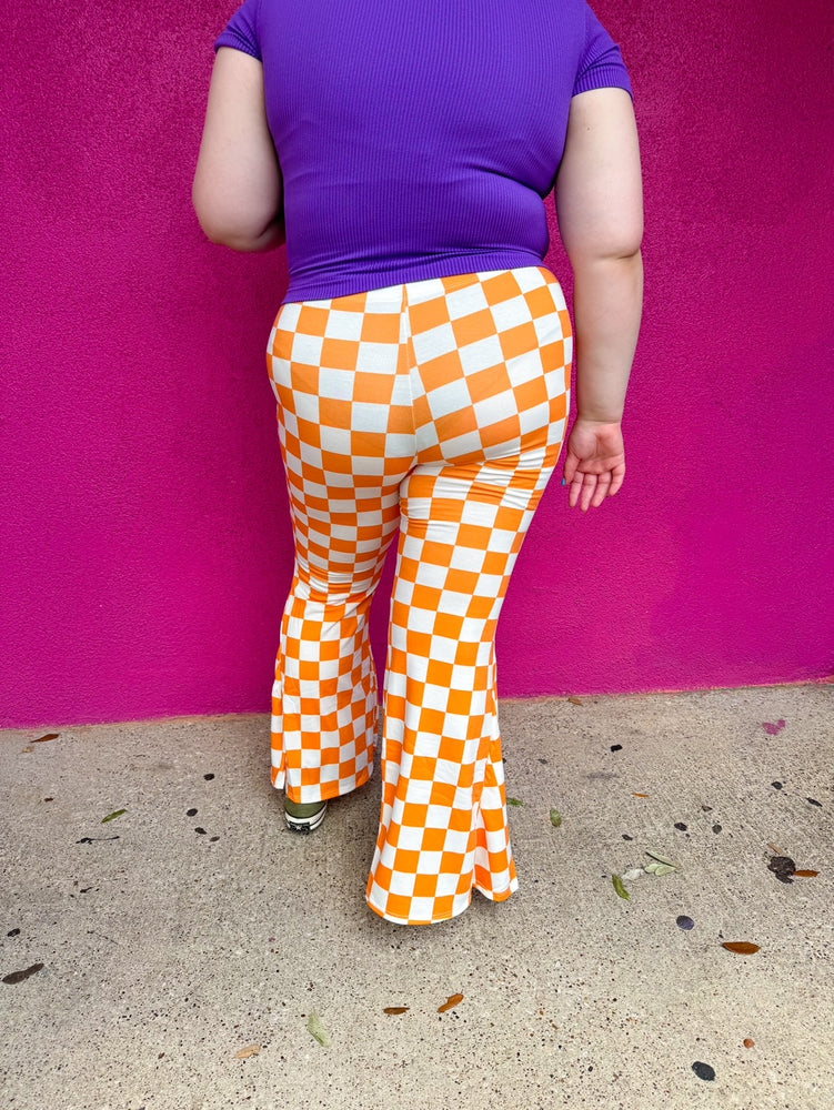 Not My Fault Orange Checkered Pants (S-3x)