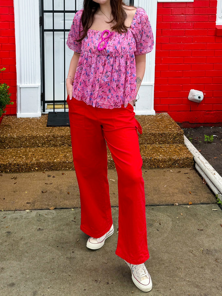 Cherry Red Cargo Pants (S-3XL)