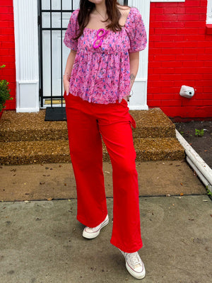 Cherry Red Cargo Pants (S-3XL)