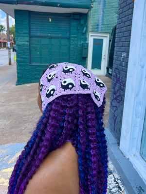 Purple Yin Yang Head Scarf