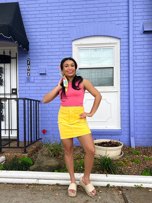 Light Yellow Corduroy Skirt (S-3XL)