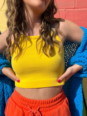 High Neck Lounge Tank in Yellow