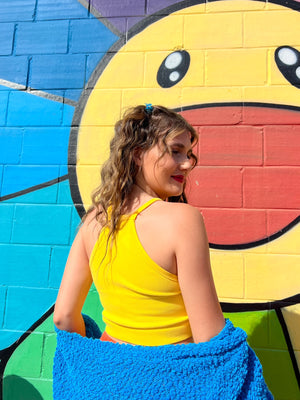 High Neck Lounge Tank in Yellow