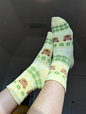 Beary Cute Yellow Socks