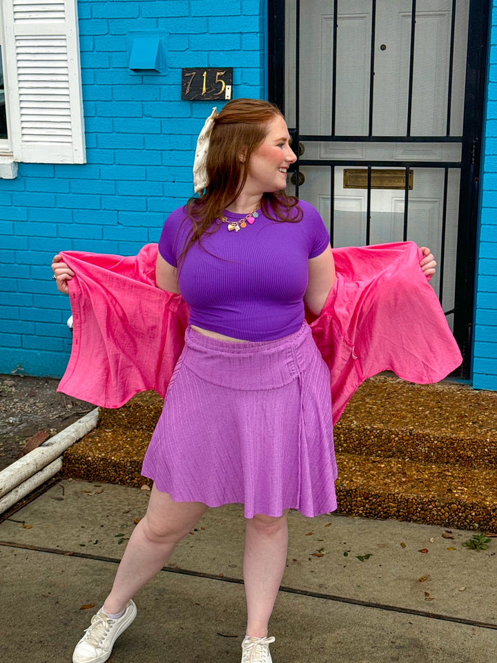 Happy Vibes Only Purple Skirt (S-2XL)