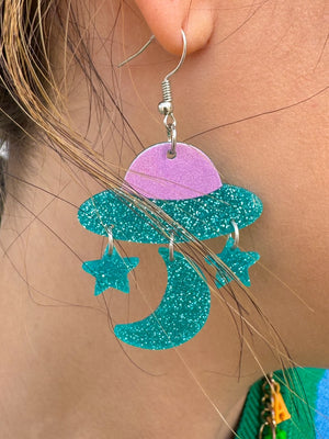 Glitter UFO Earrings