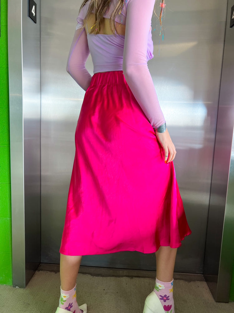 Just A Girl Midi Skirt in Pink (S-3XL)