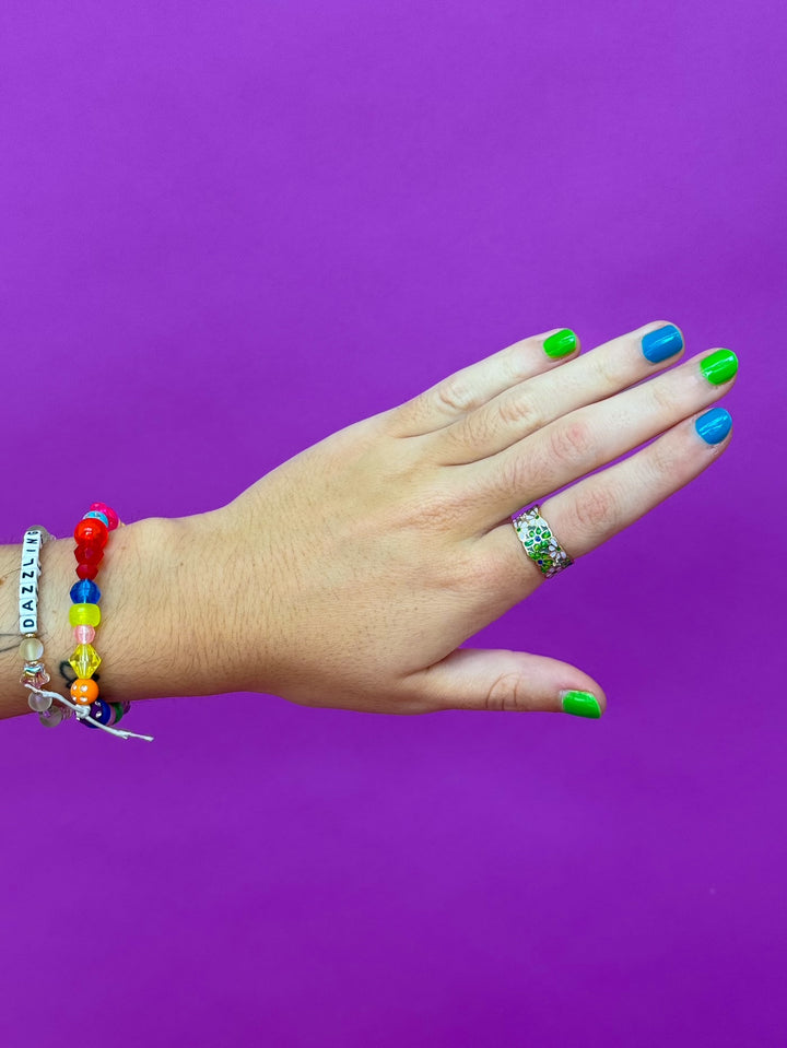 Floral Green & Blue Ring