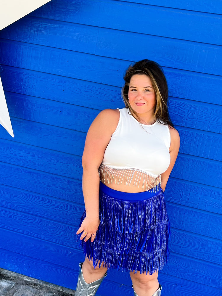 Royal Fringe Skirt in Blue (S-3XL)