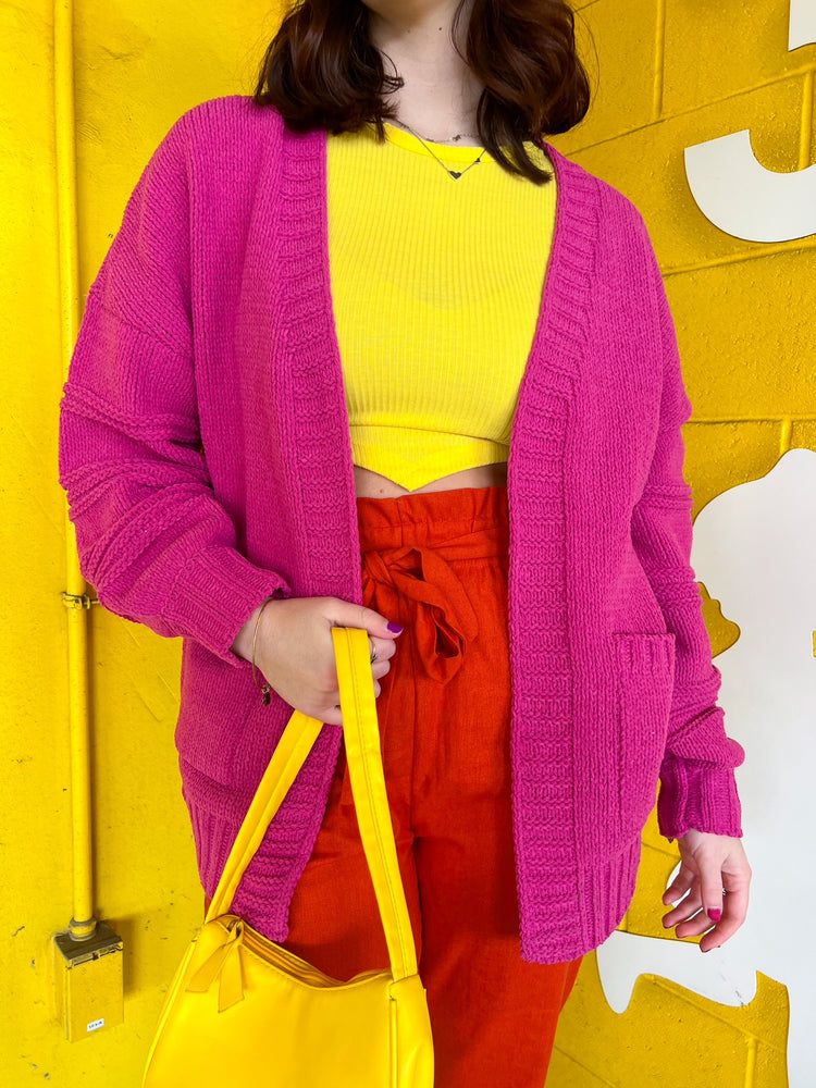 Small Talk Cardigan in Berry (S-3XL)