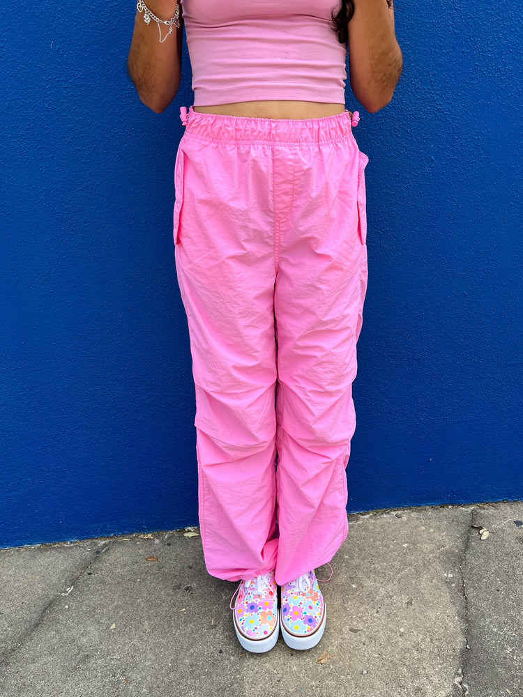 Bubble Gum Parachute Pants in Pink (S-L)