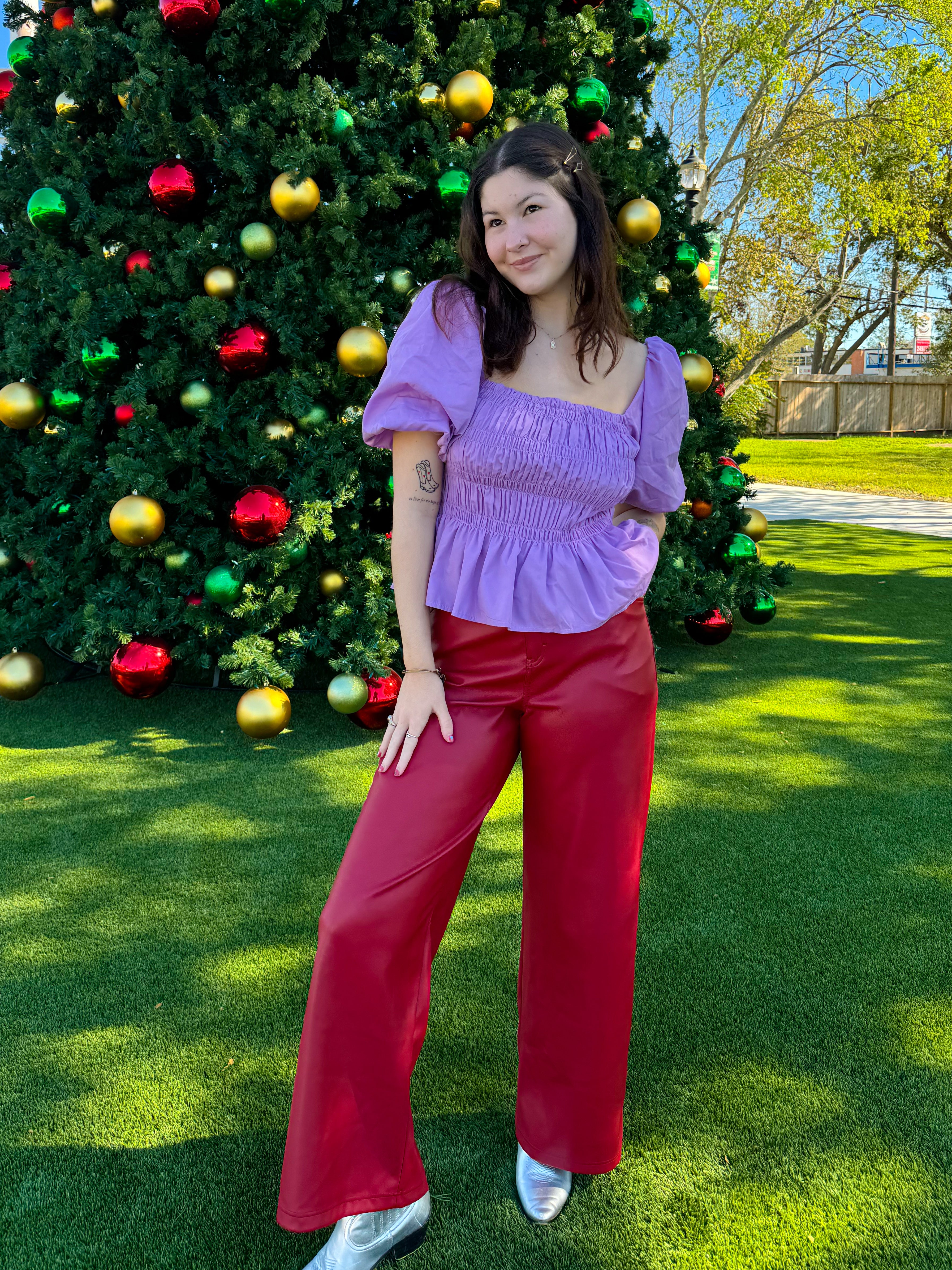 Red Licorice Leather Pants (S-3XL)