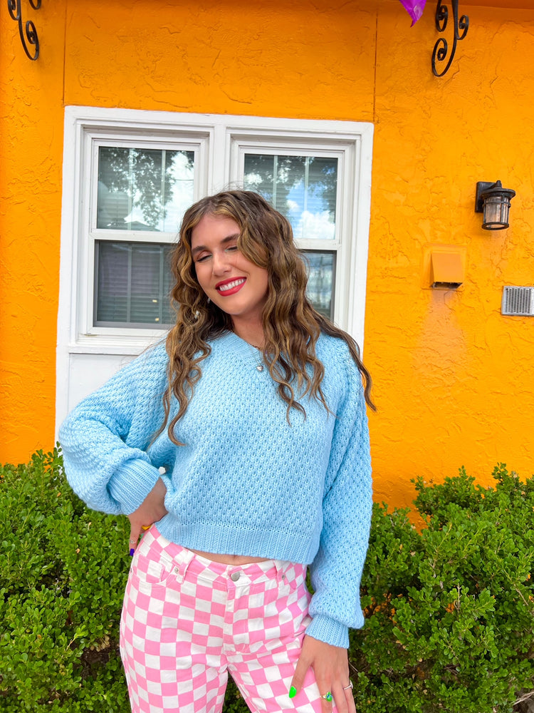 Ice Blue Cropped Sweater *Extended Sizes