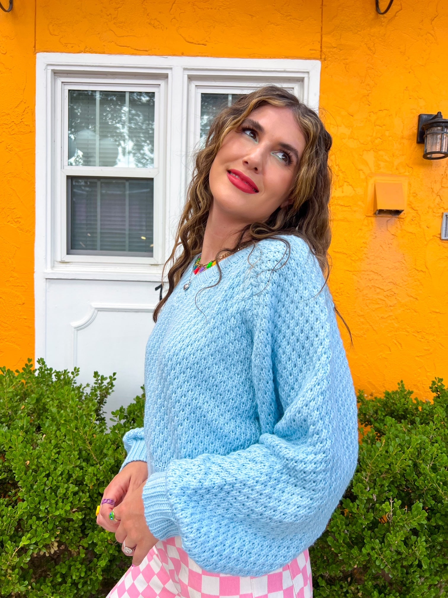 Ice Blue Cropped Sweater (Large, 2X, 3X)