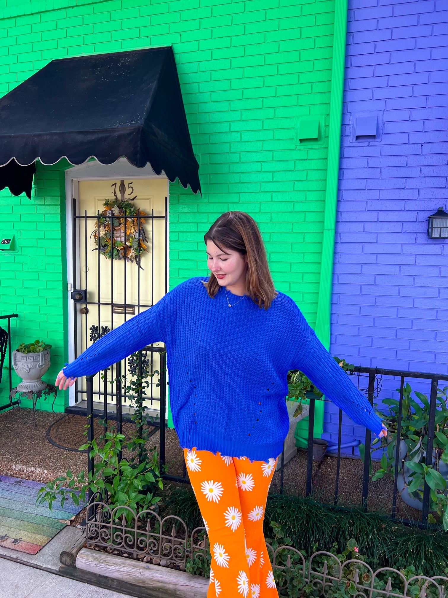 Let's Run Away Distressed Sweater (Large)