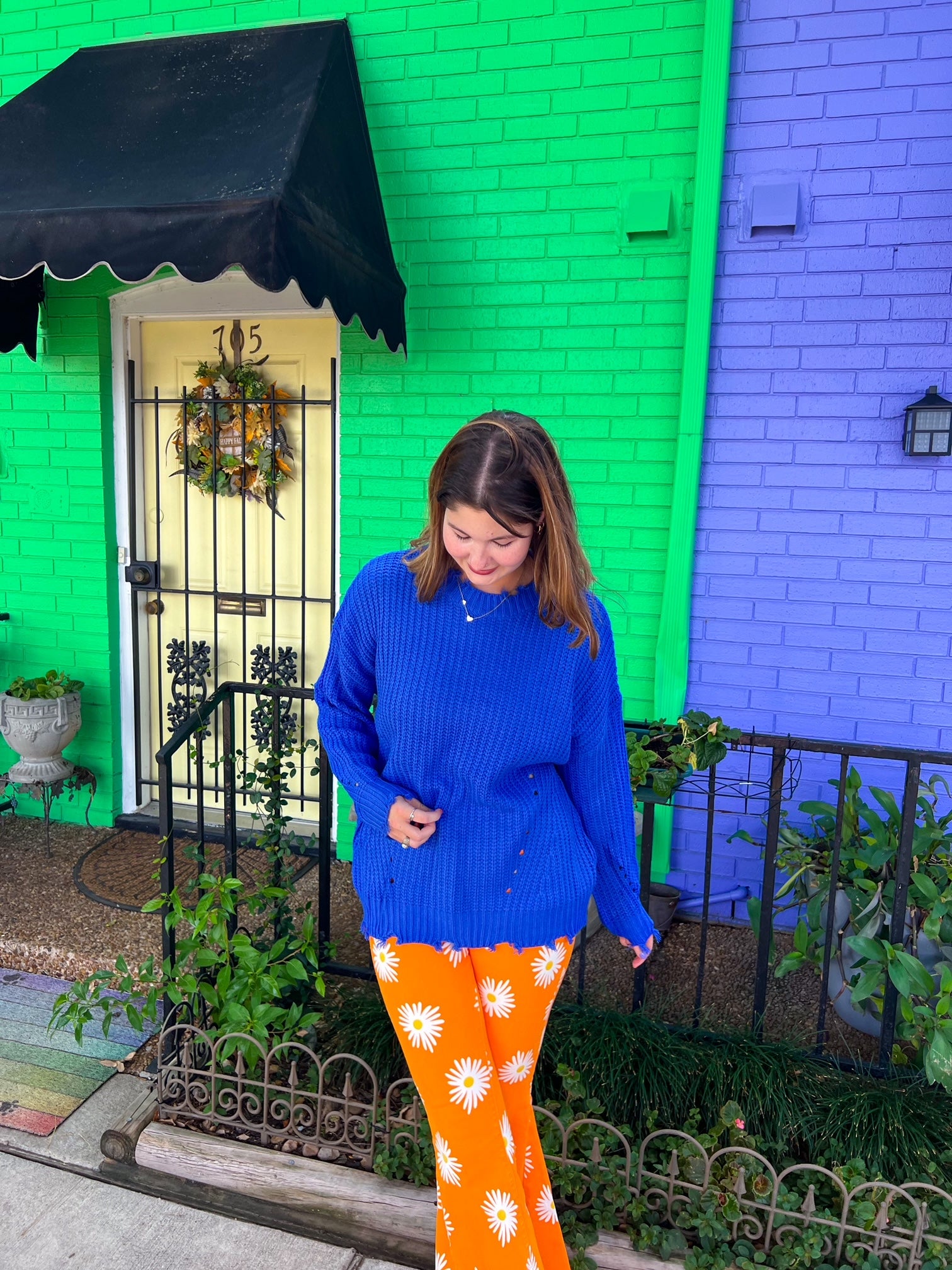 Let's Run Away Distressed Sweater (Large)