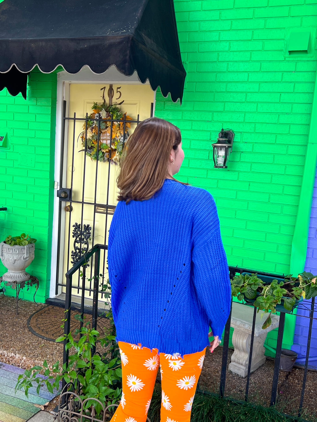 Let's Run Away Distressed Sweater (Large)