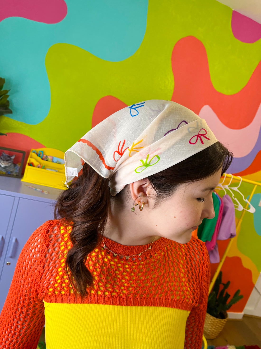 Rainbow Bow Hair Scarf