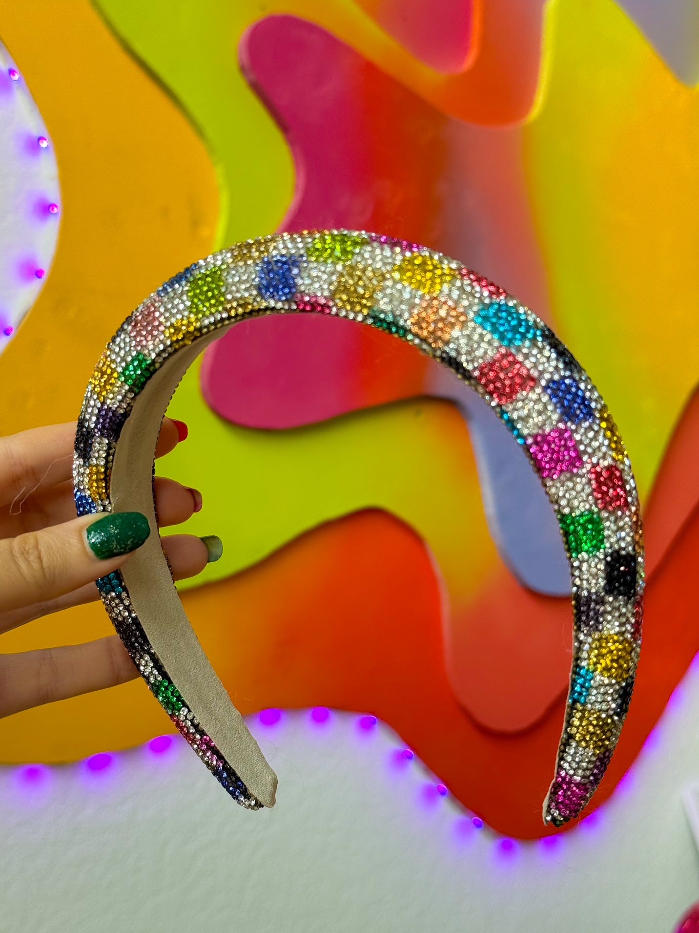 Holiday Glitz Checker Headband