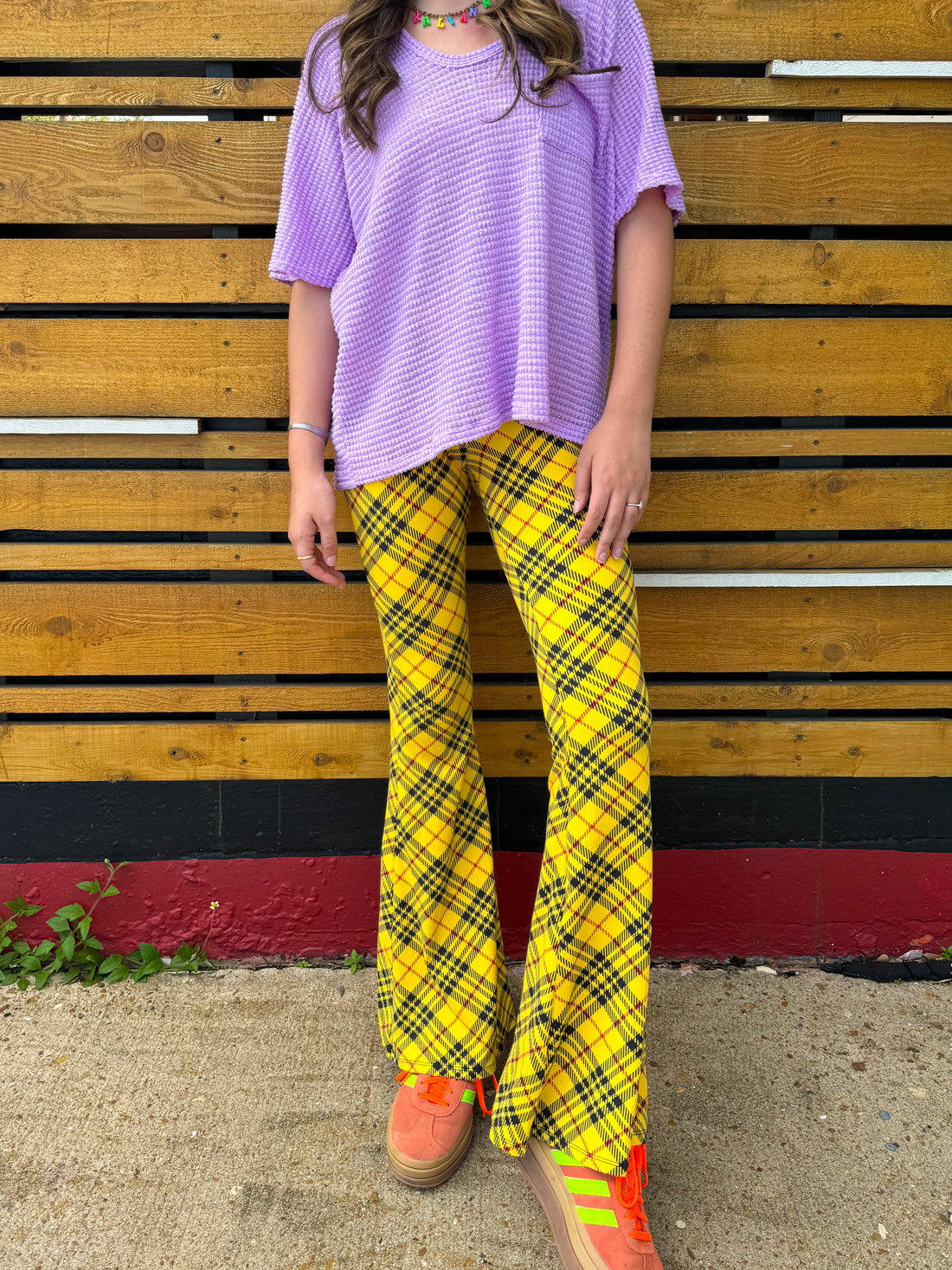 Cher Plaid Flare Pants (S-L)