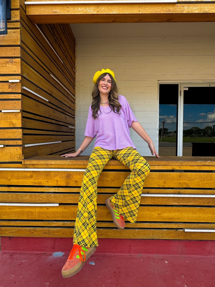 Cher Plaid Flare Pants (S-L)