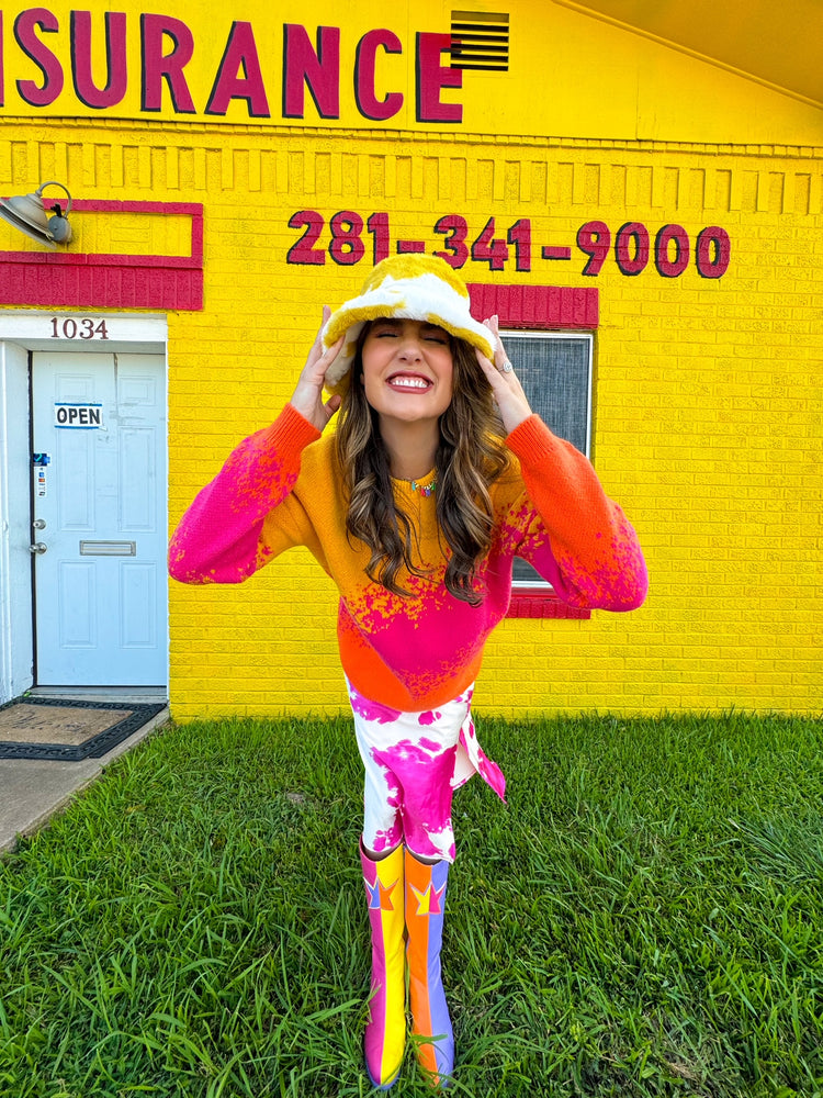 Yellow Cow Print Bucket Hat